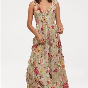 Flower printed sage dress